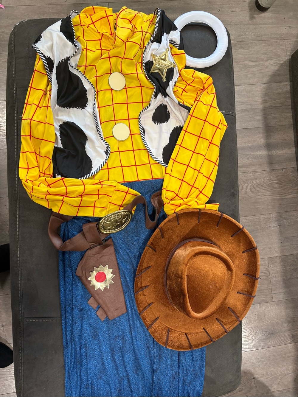 Yellow Cowgirl Sheriff Adult Costume with Hat and Badge